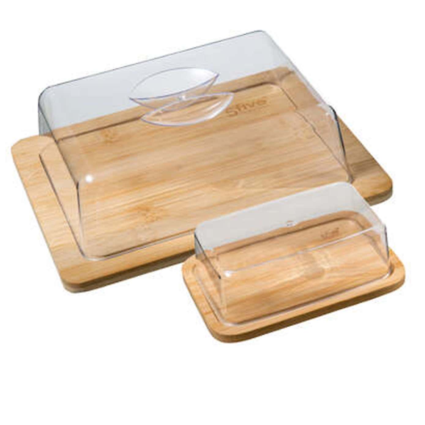 Bamboo Cheese & Butter Storage Box Set