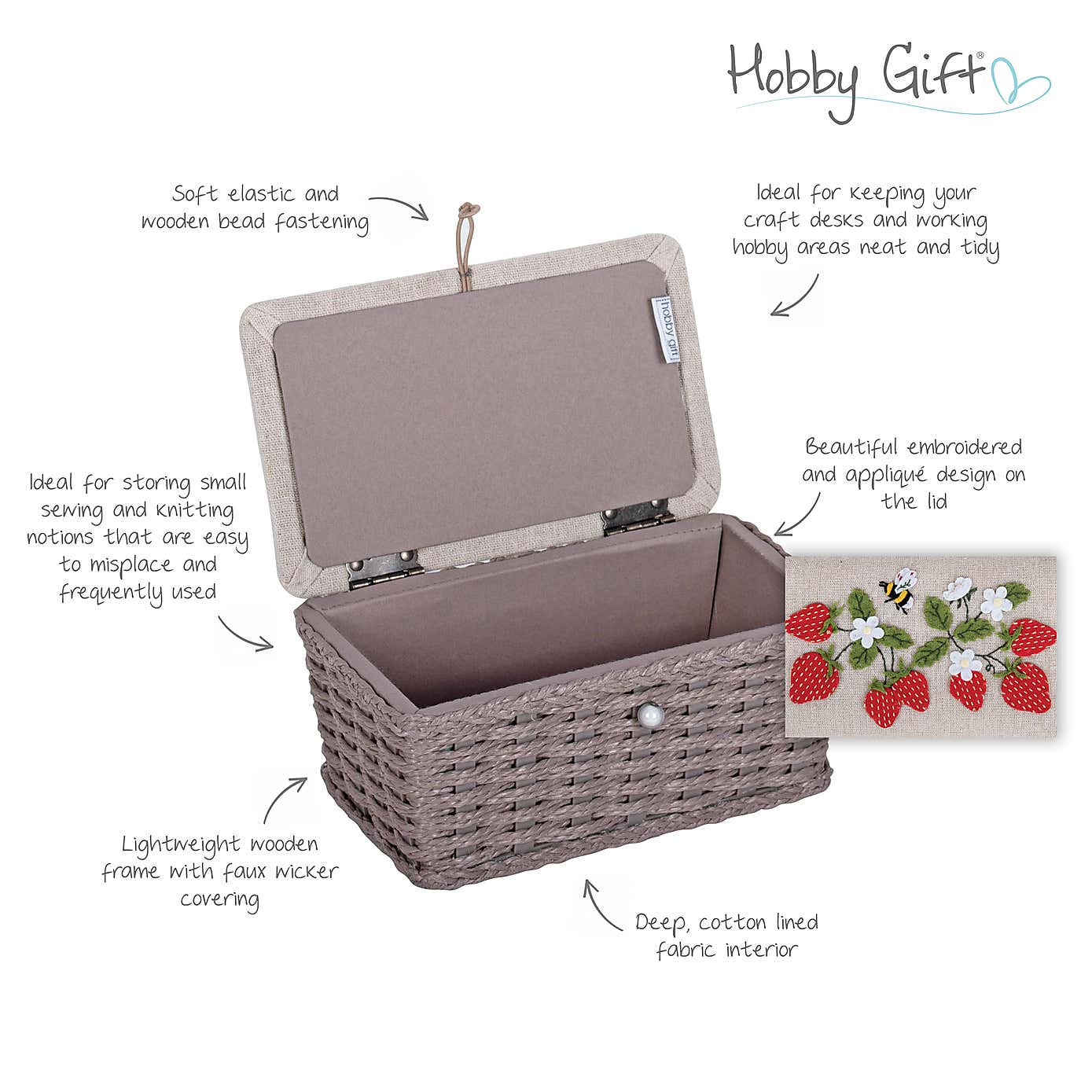 Hobby Gift Strawberry Greenhouse Wicker Sewing Basket