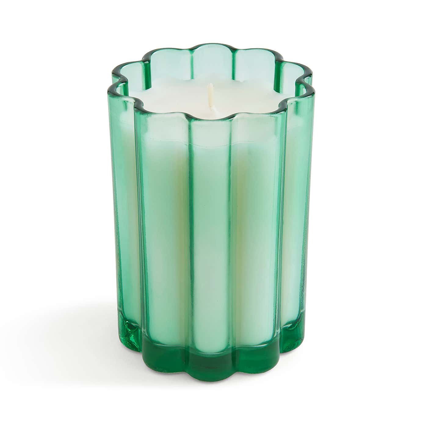 Bergamot & Cedar Scalloped Green Glass Candle