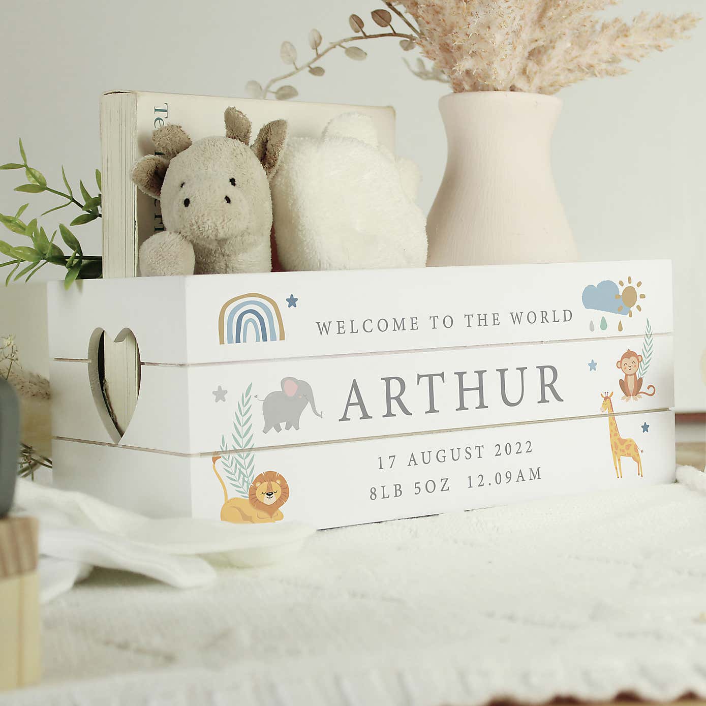 Personalised Safari Animals Wooden Crate