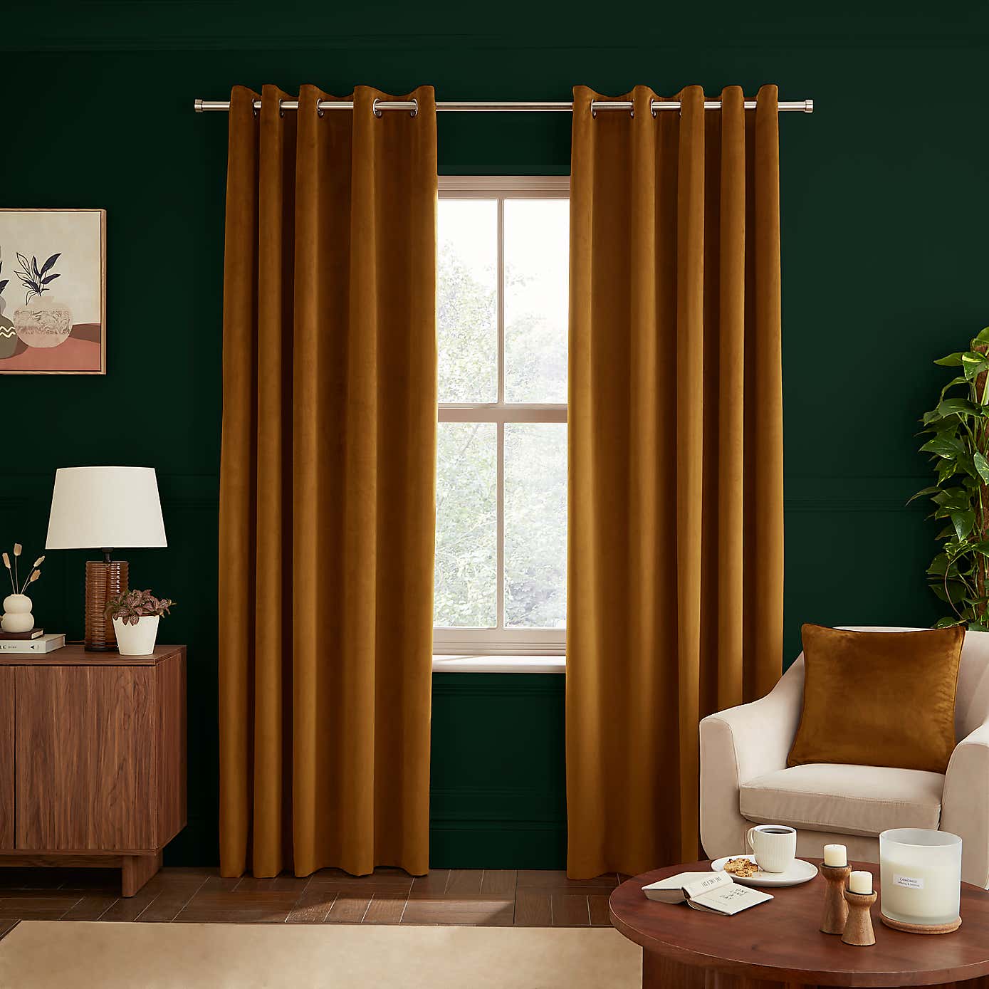 Recycled Velour Eyelet Curtains