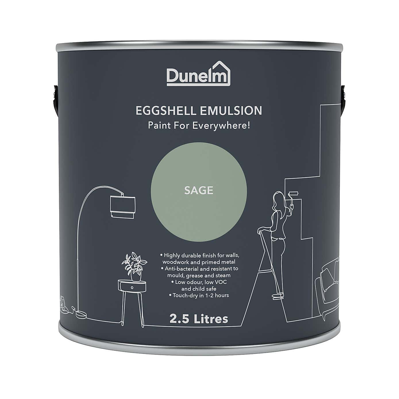 Dunelm Sage Eggshell Emulsion Paint