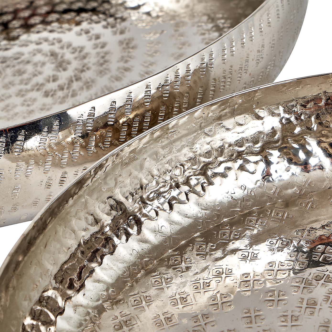 Set of 2 Silver Hammered Metal Bowls