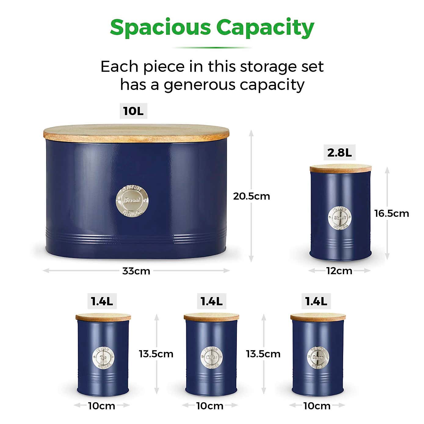 TOWER 5 Piece Round Ribbed Canister Set