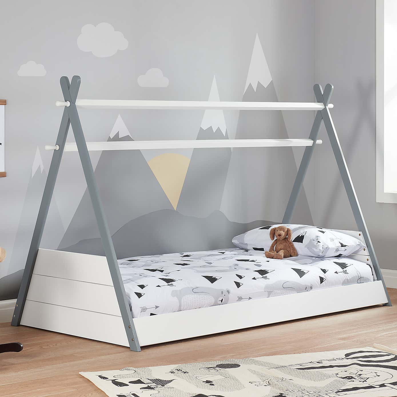 Teepee Bed White & Grey Single