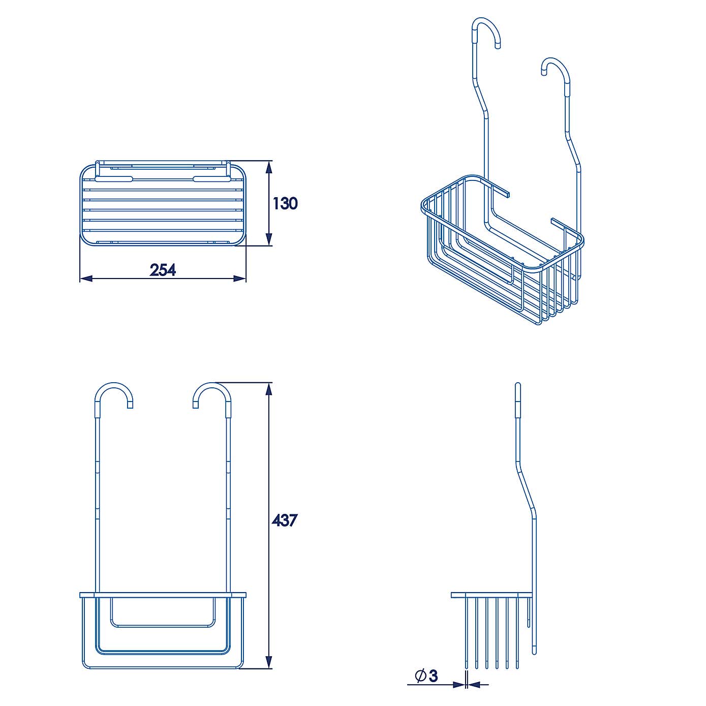 Rust-Free Hook Over Shower Caddy
