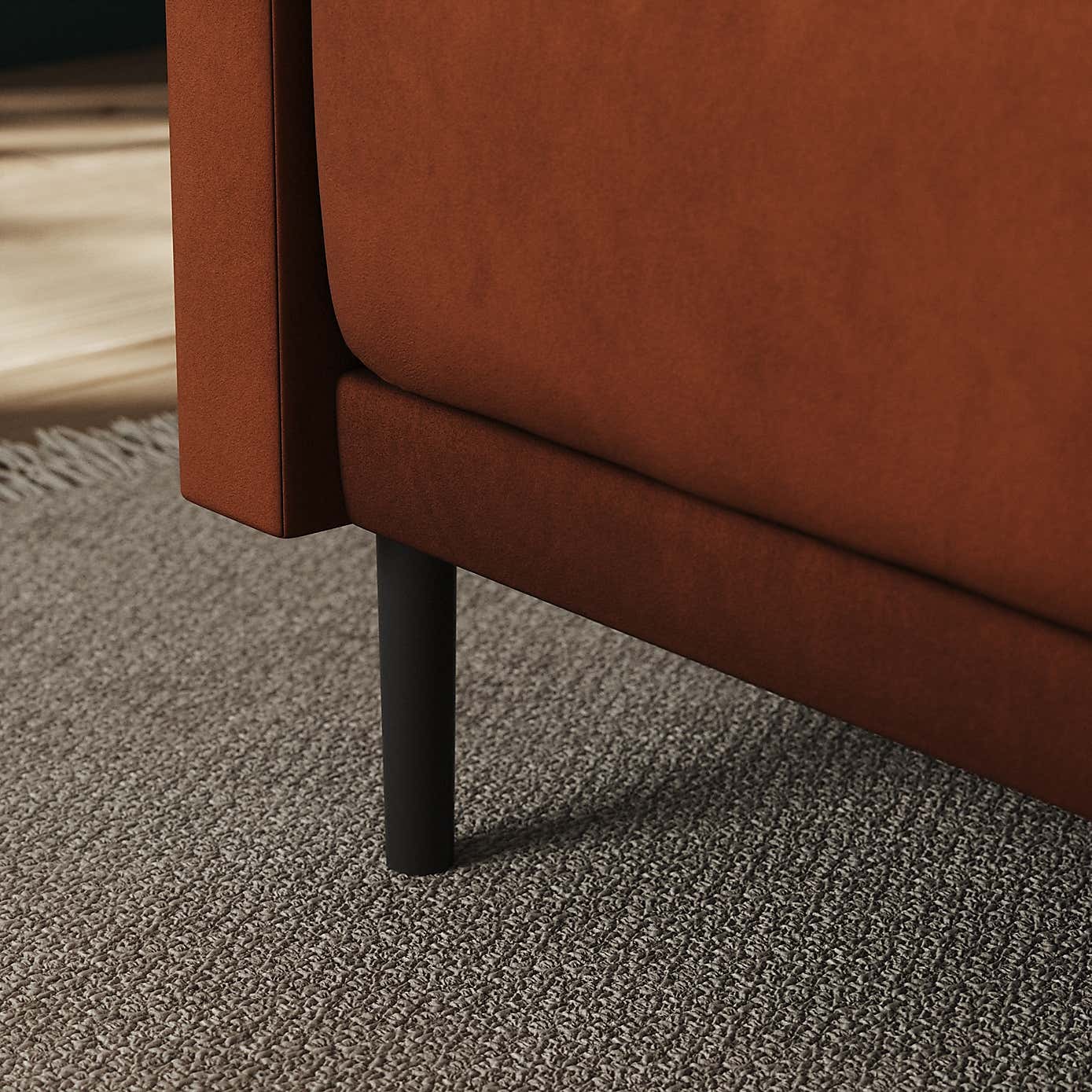 Mae Corner Dining Bench, Matte Plush Velvet