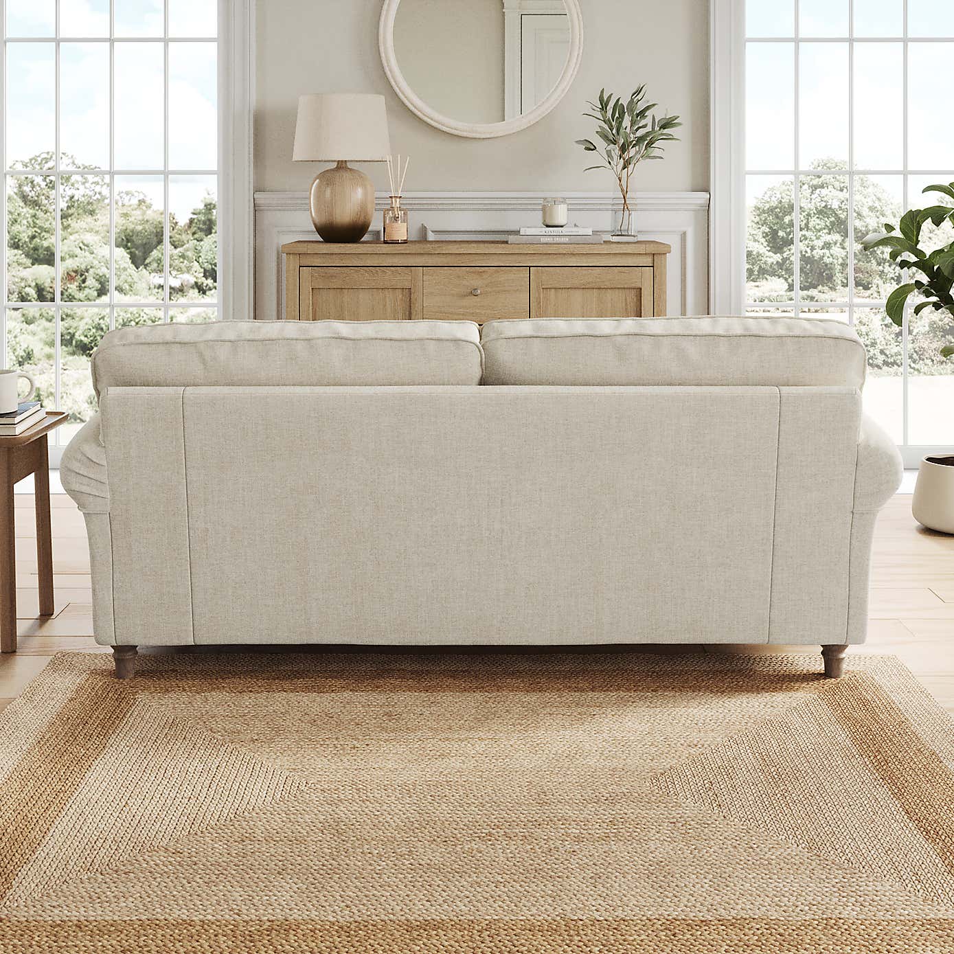 Flori 3 Seater Sofa, Tonal Plush Chenille