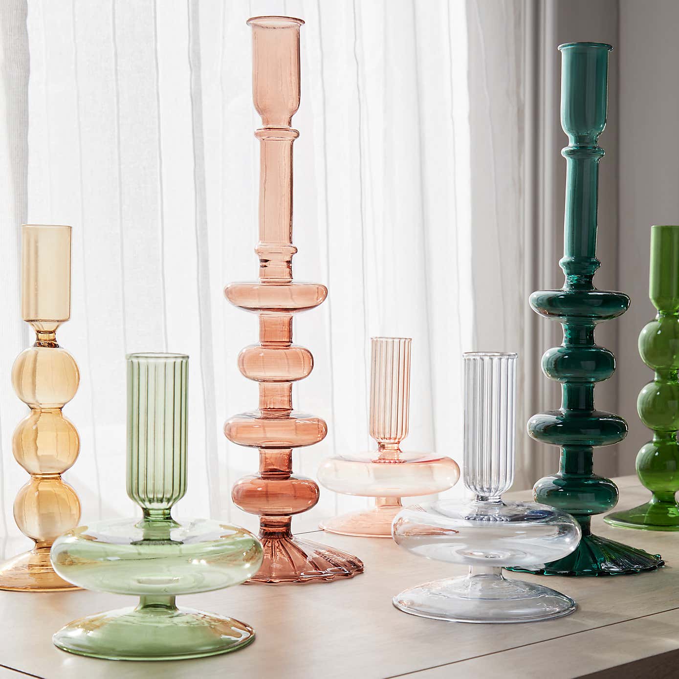 Fluted Glass Candlestick Holder