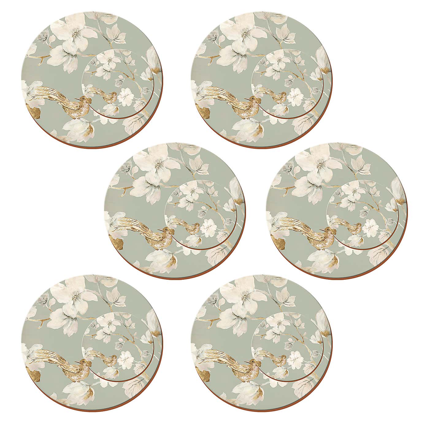Round Duck Egg Floral Set of 4 Placemats