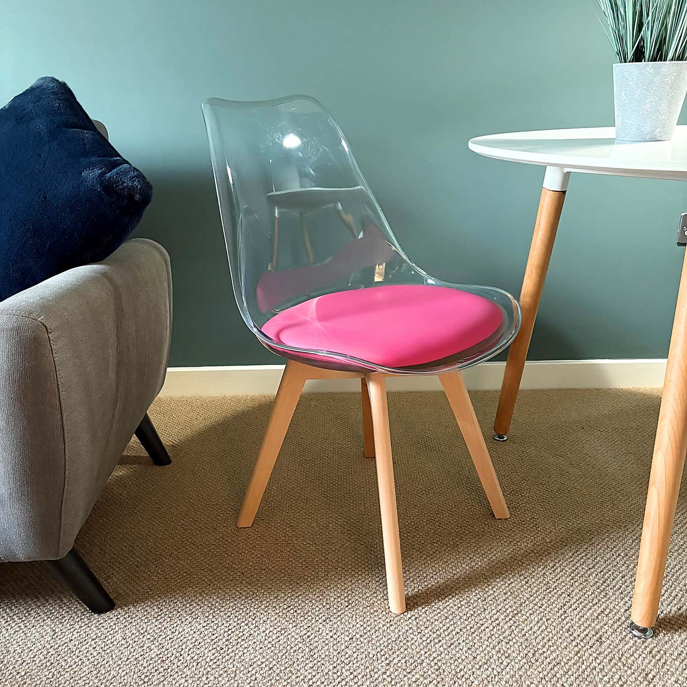 Fusion Living Soho Clear Plastic Dining Chair with Squared Legs