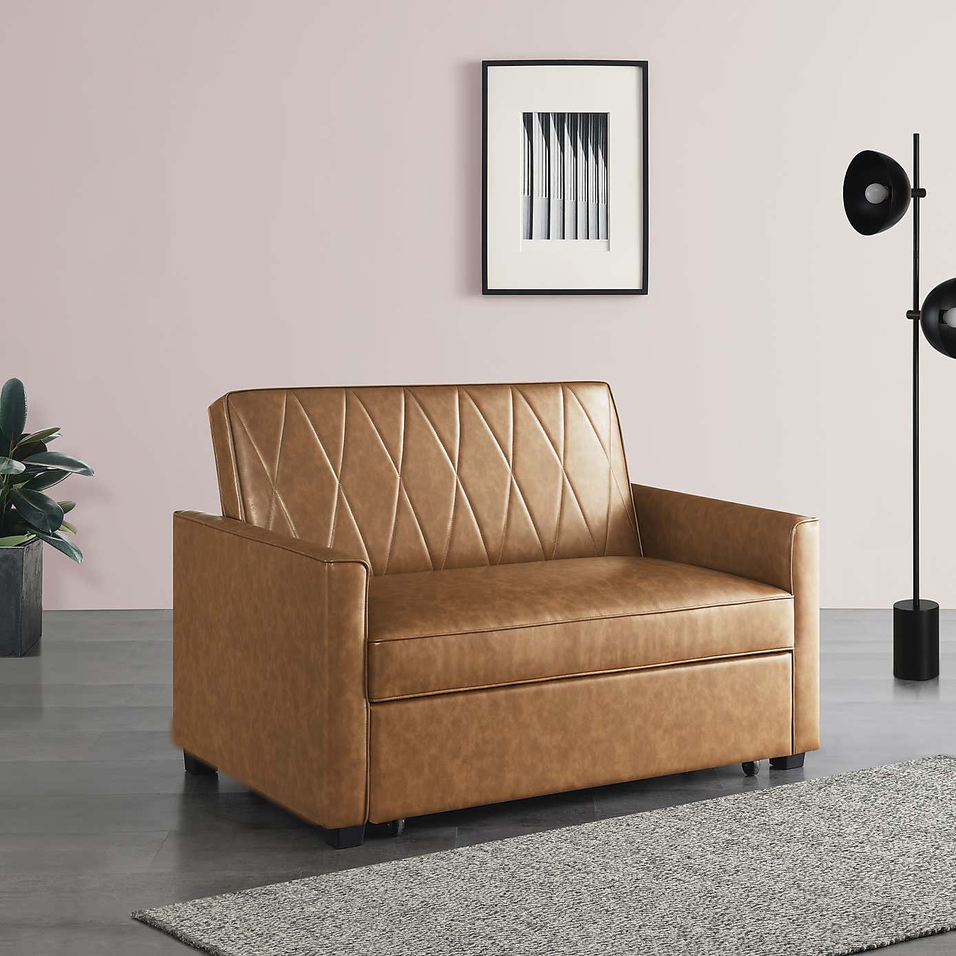 Serika Faux Leather Compact Double Sofa Bed