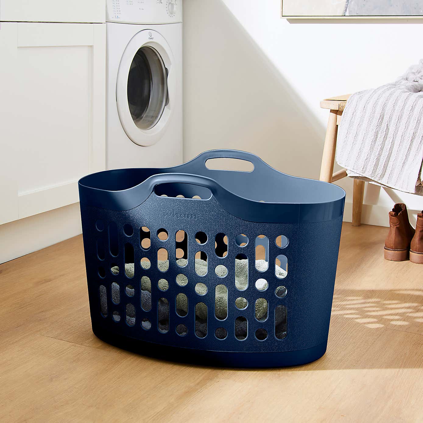 Flexi Grey Laundry Basket, 50L