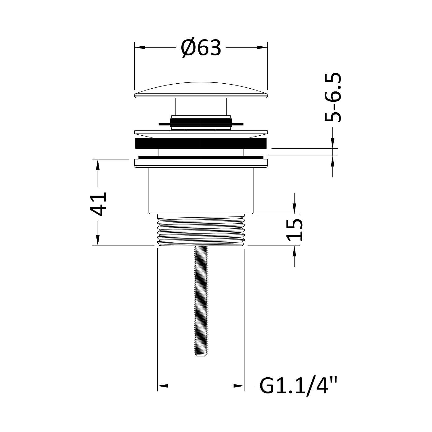 Push Button Universal Basin Waste Slotted and Unslotted