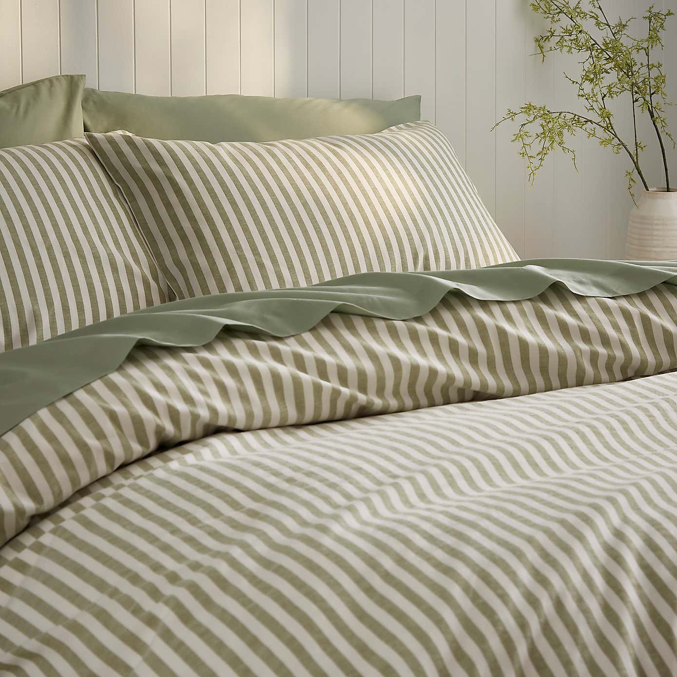 Portloe Stripe Cotton Duvet Cover & Pillowcase Set
