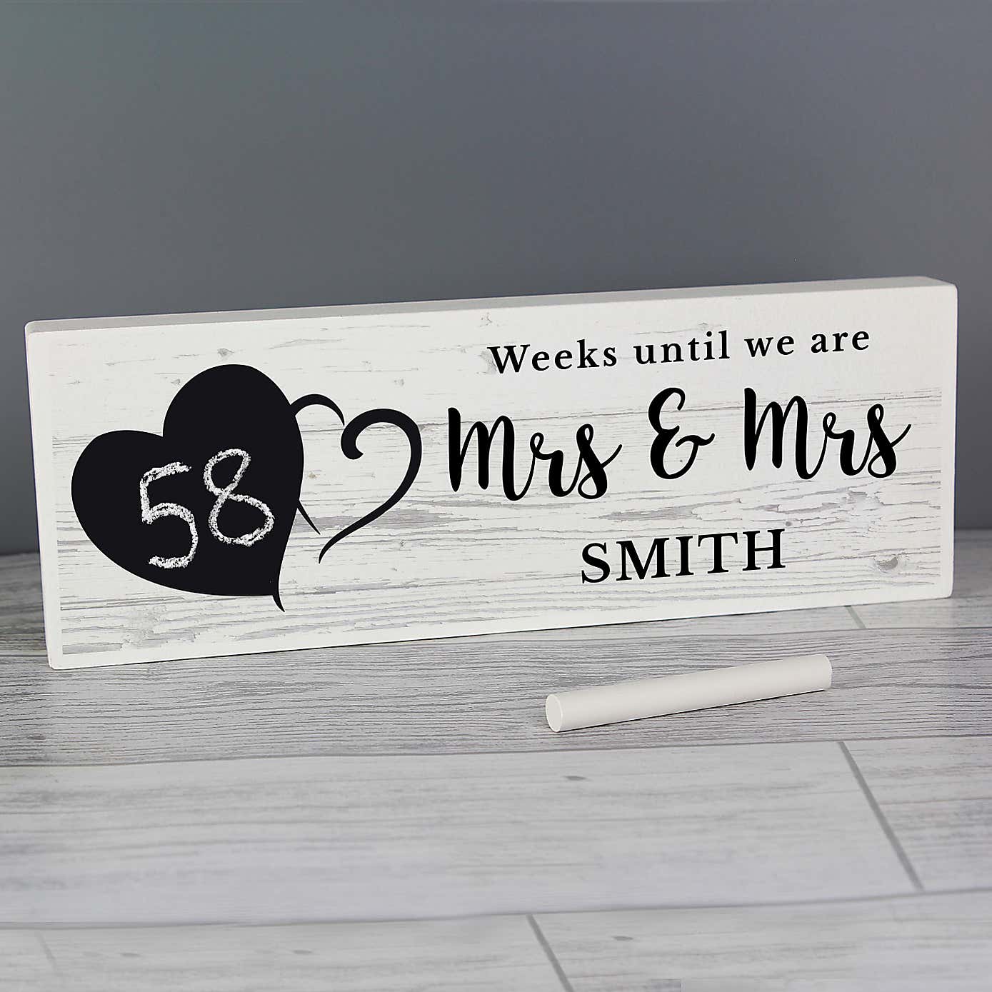 Personalised Rustic Chalk Countdown Wooden Block Sign