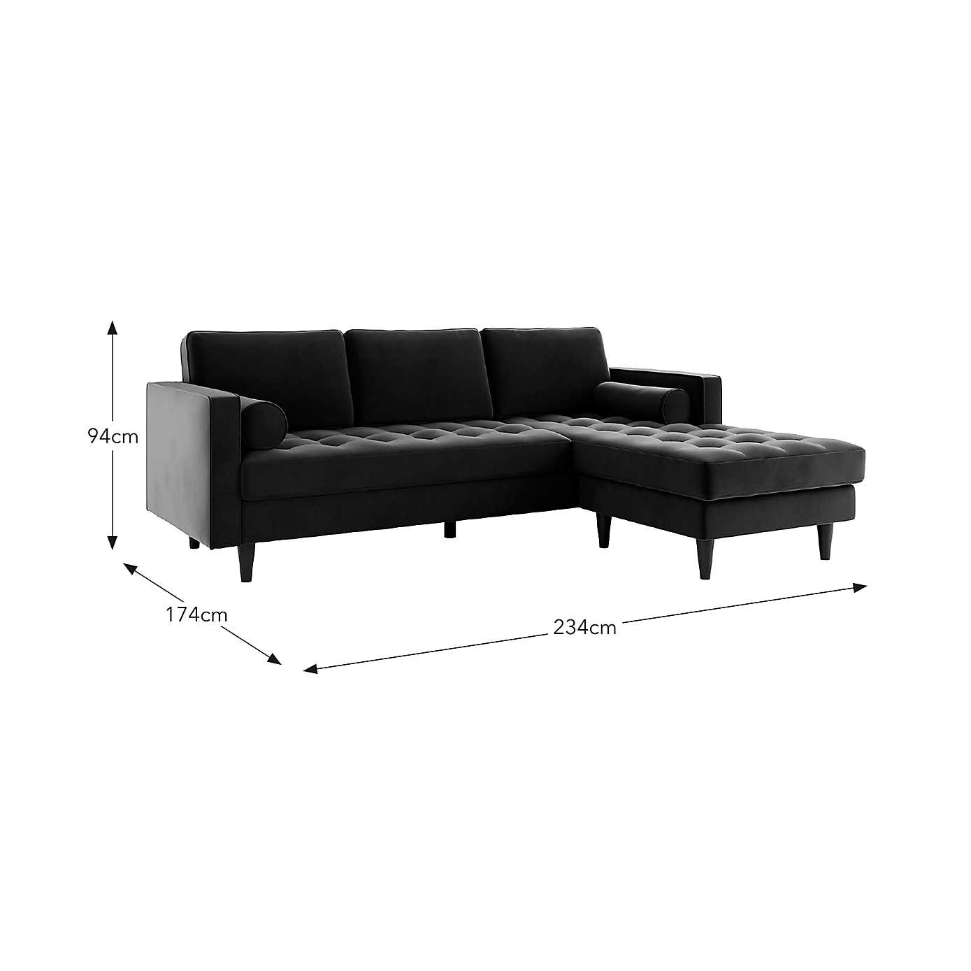 Zoe Velvet Left Hand Corner Sofa