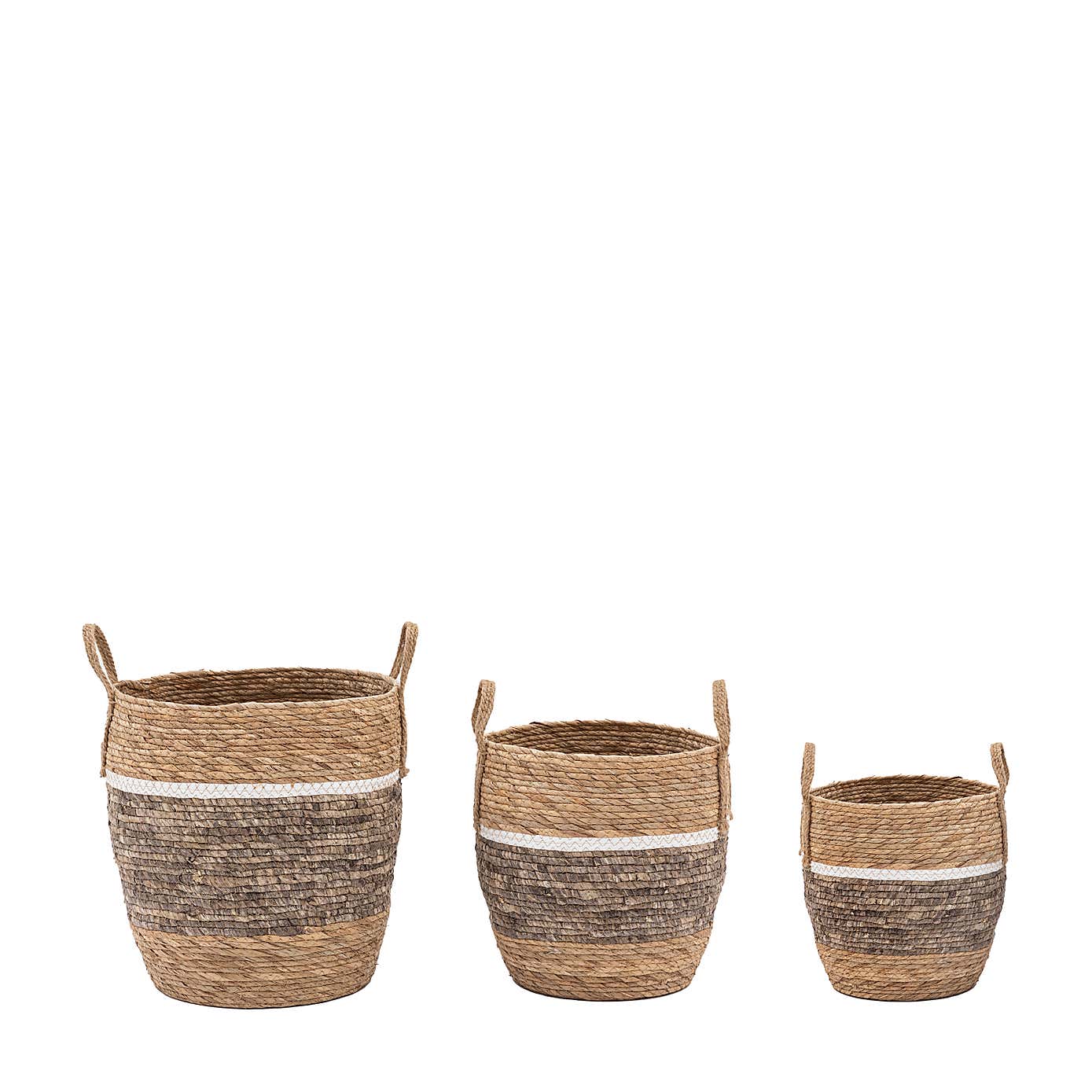 Set of 2 Woven Contrast Stripe Storage Baskets