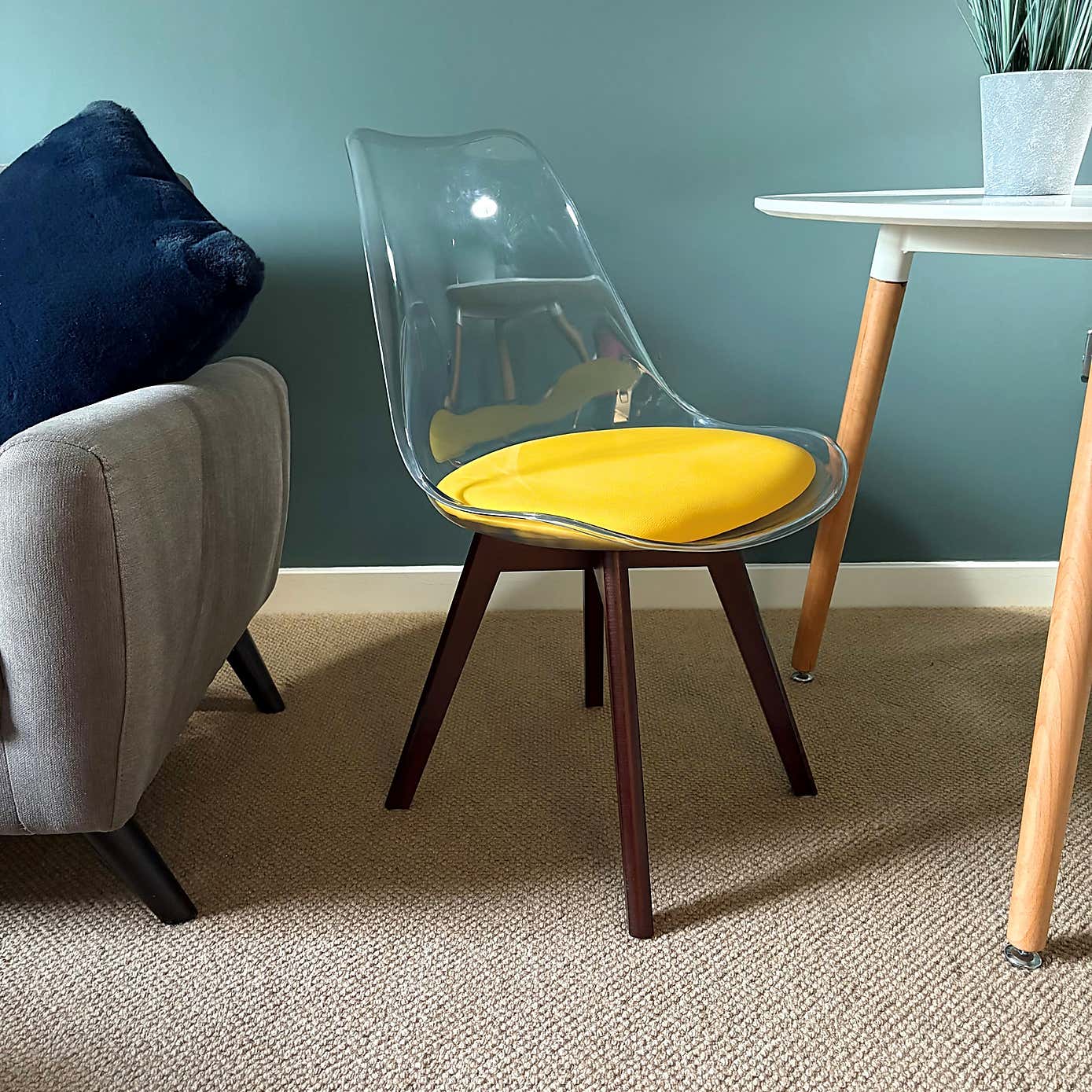 Fusion Living Soho Clear Plastic Dining Chair with Squared Legs