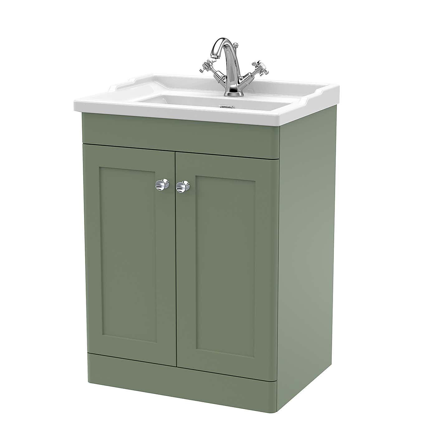Classique Floor Standing 2 Door Vanity Unit with Ceramic Basin