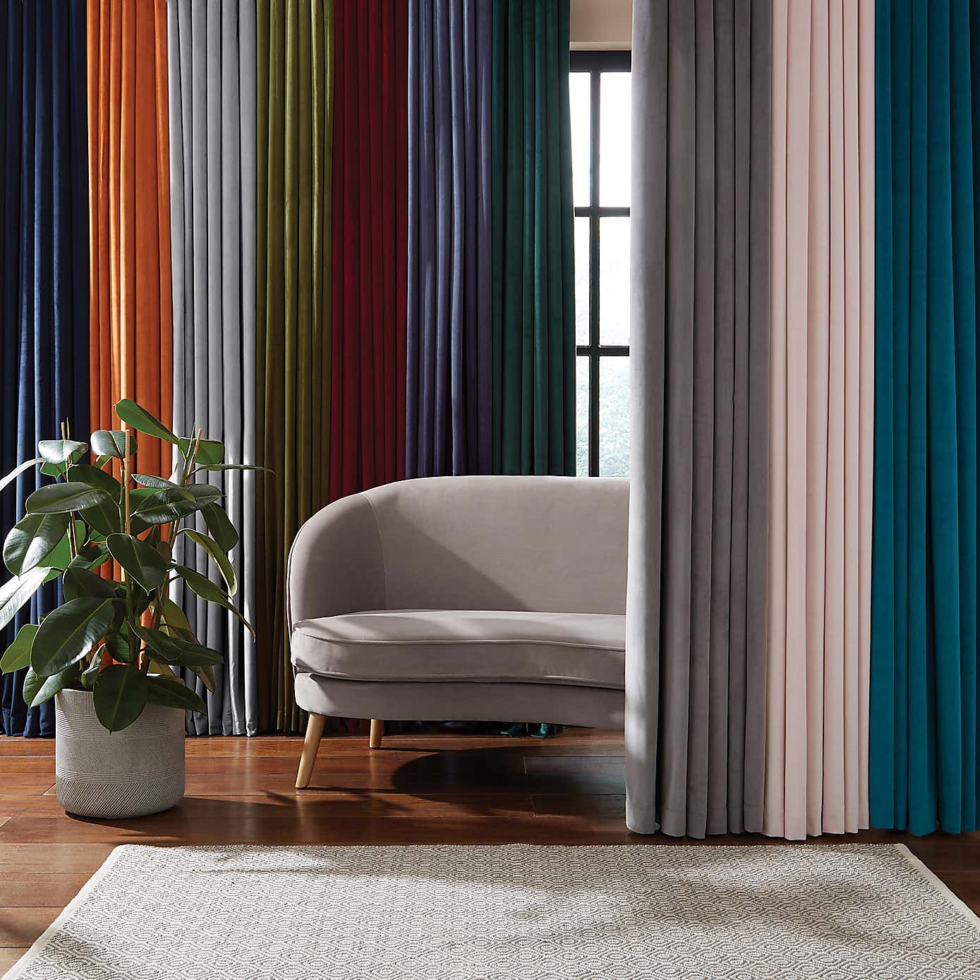 Recycled Velour Eyelet Curtains