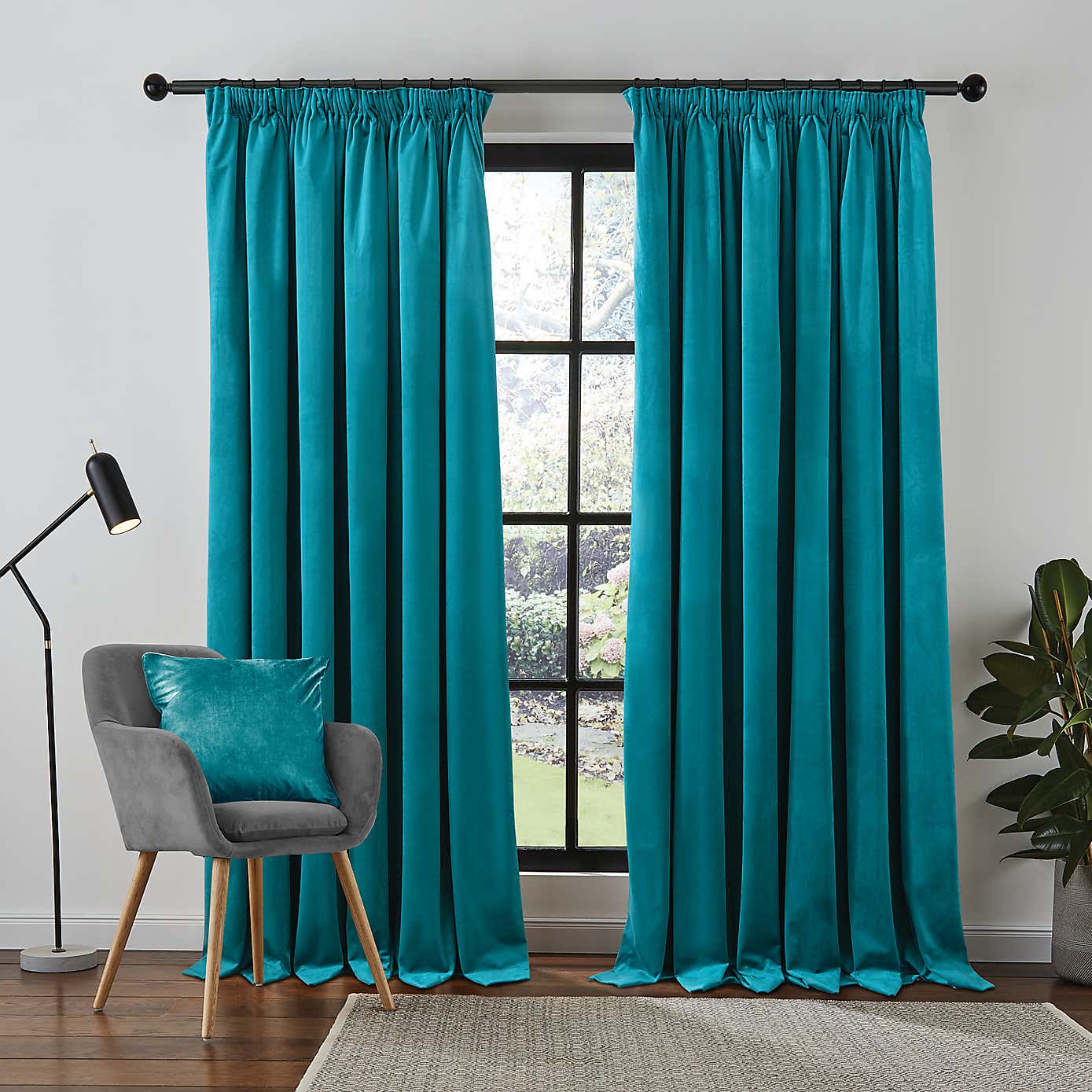 Recycled Velour Olive Pencil Pleat Curtains
