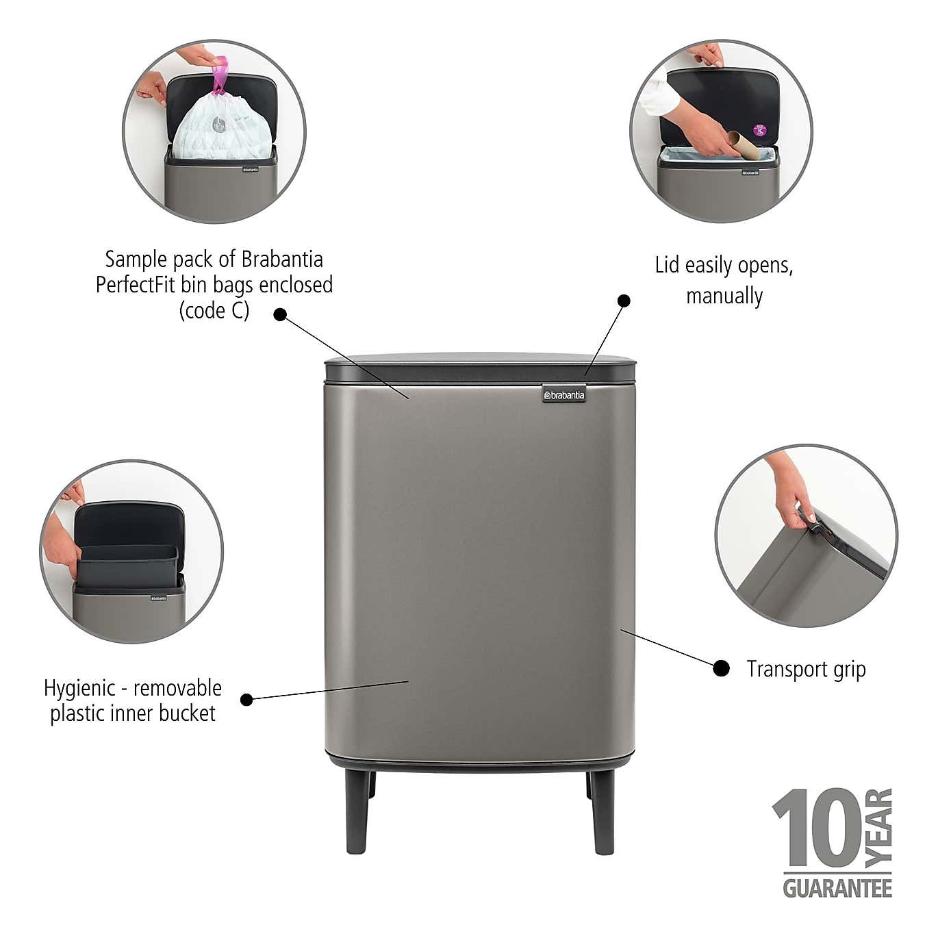 Brabantia Bo 12L Waste Bin Hi