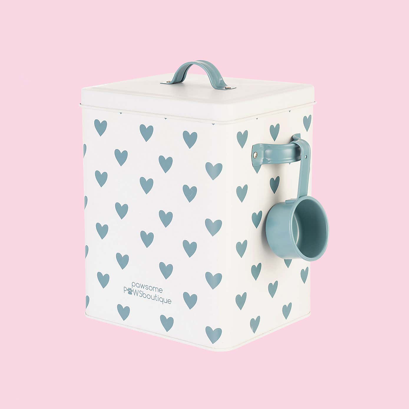Green Hearts Storage Tin with Scoop
