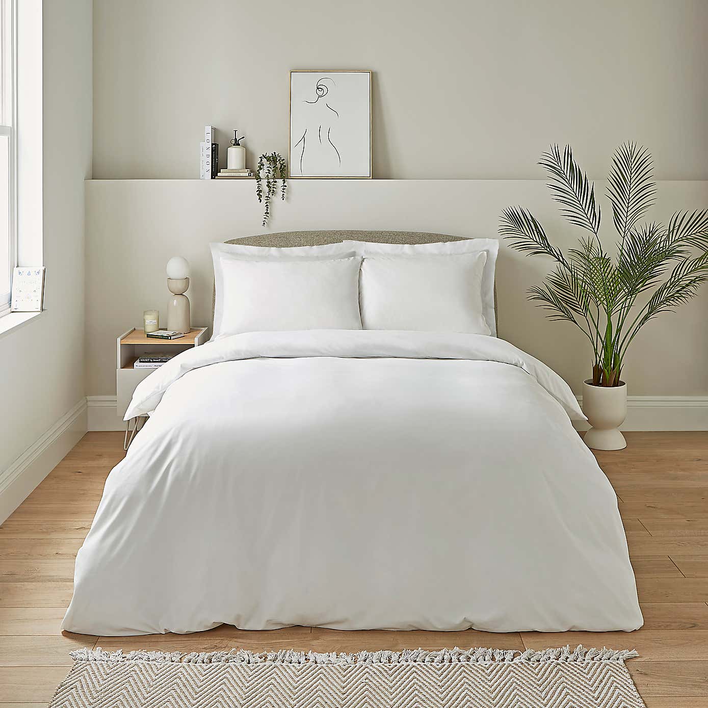 Super Soft Plain White Duvet Cover and Pillowcase Set