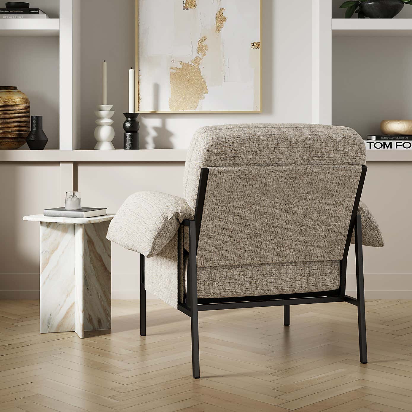 Kai Woven Fabric Pillow Arm Occasional Chair