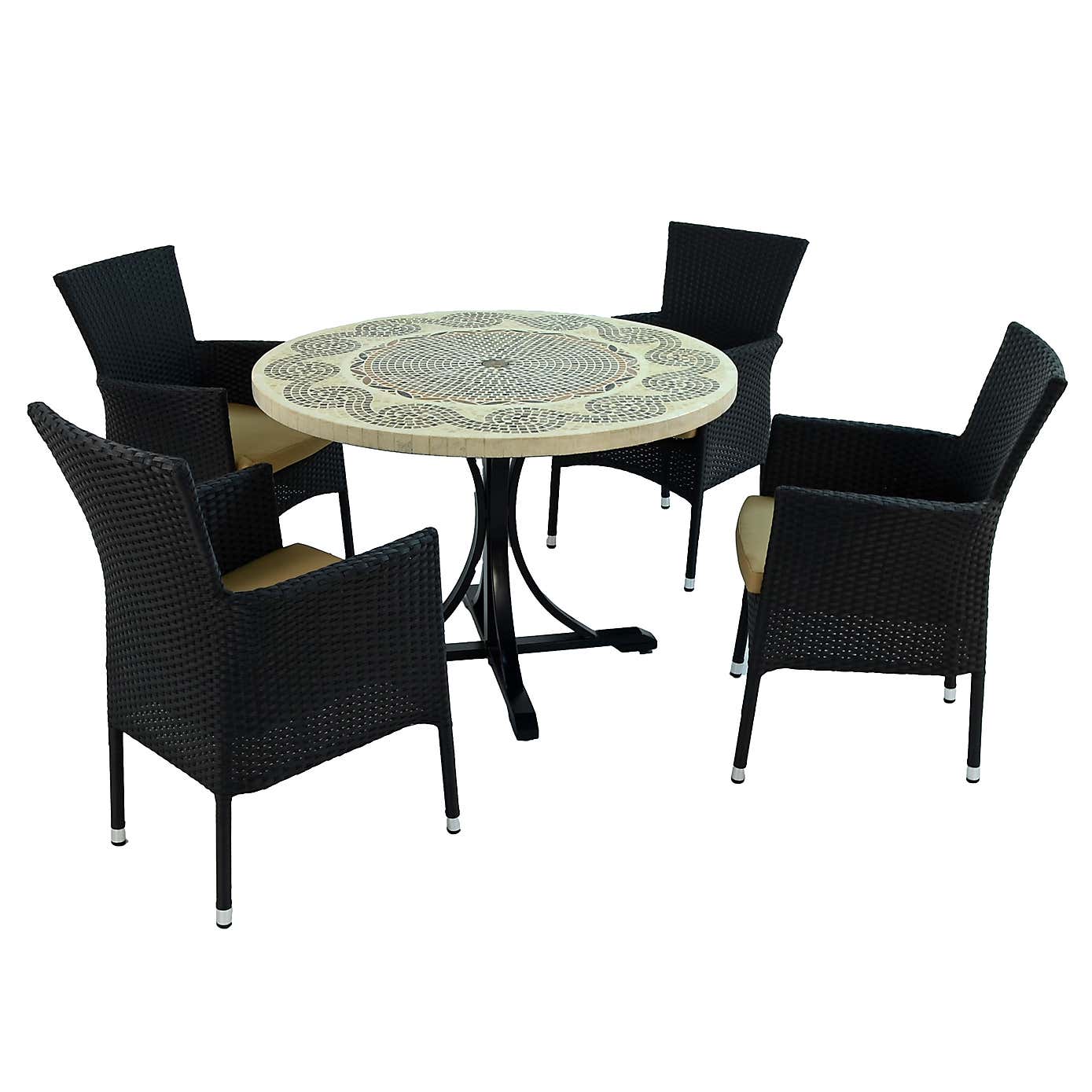 Avignon Dining Table with 4 Stockholm Black Chairs Set
