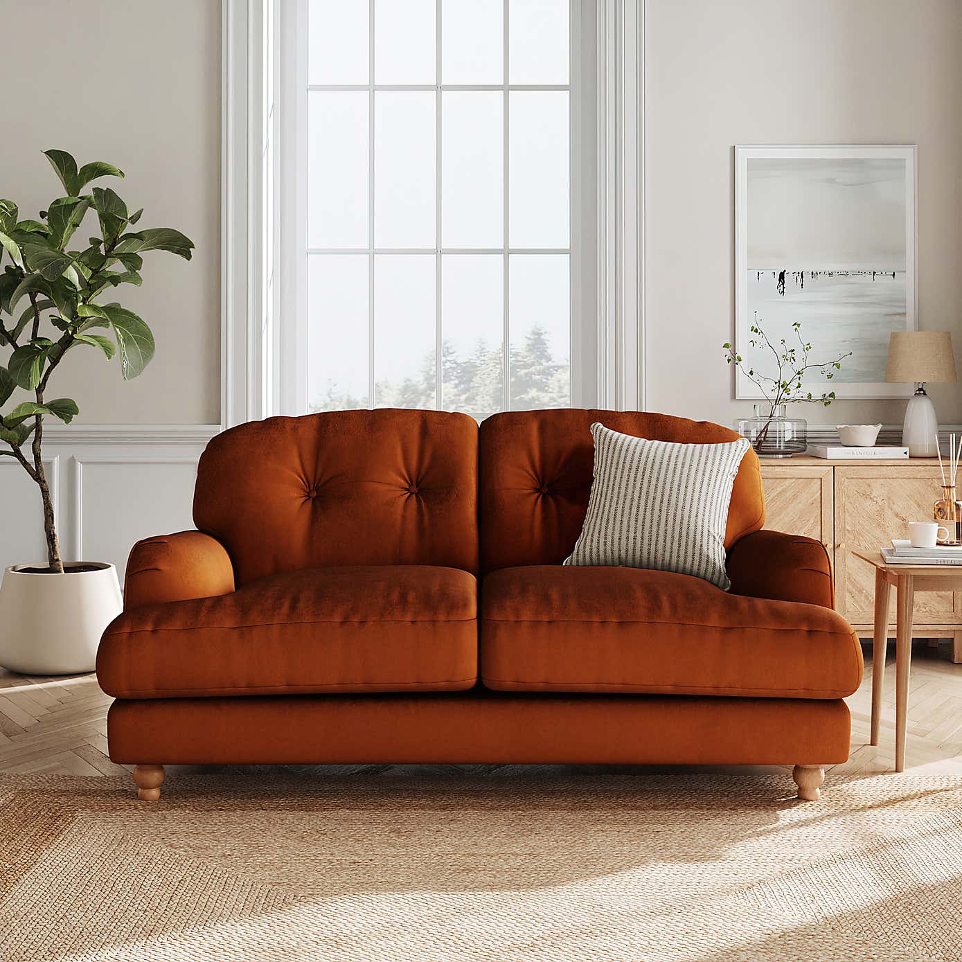 Martha Matte Plush Velvet 2 Seater Sofa