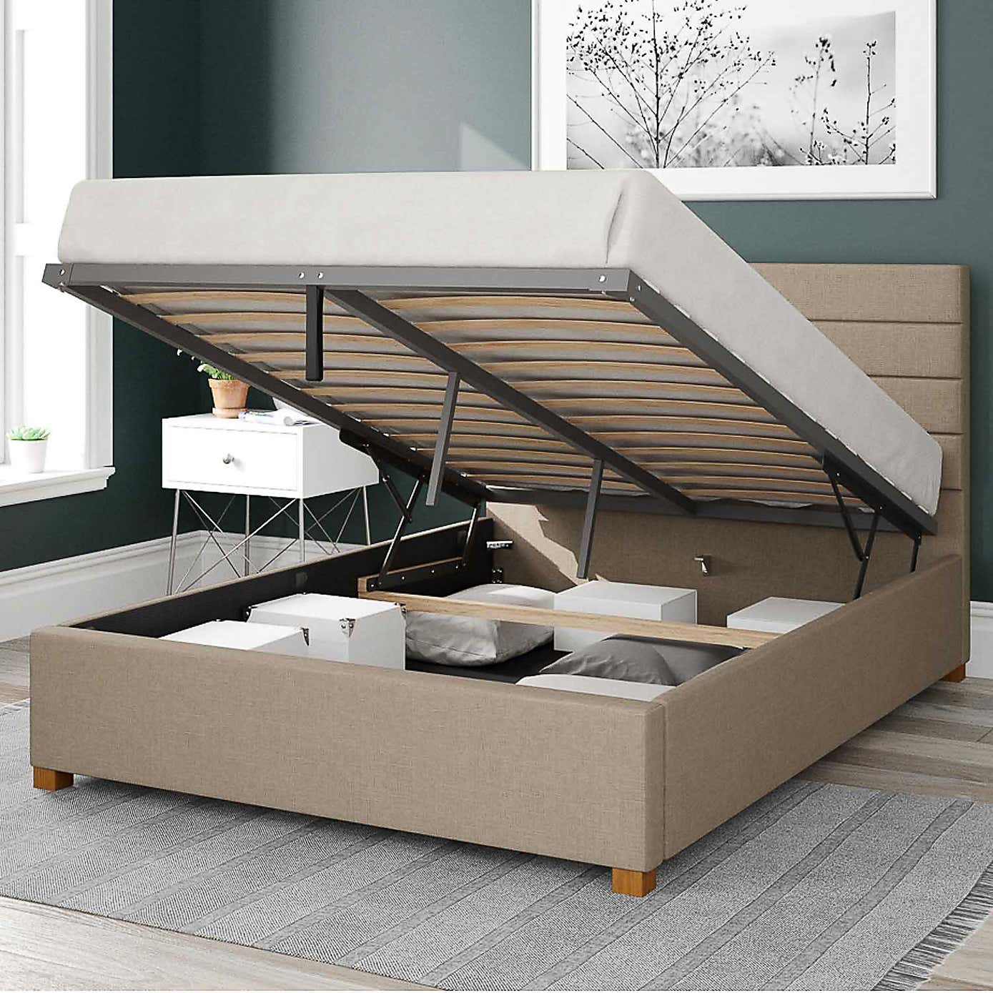 Kelly Eire Linen Ottoman Bed Frame