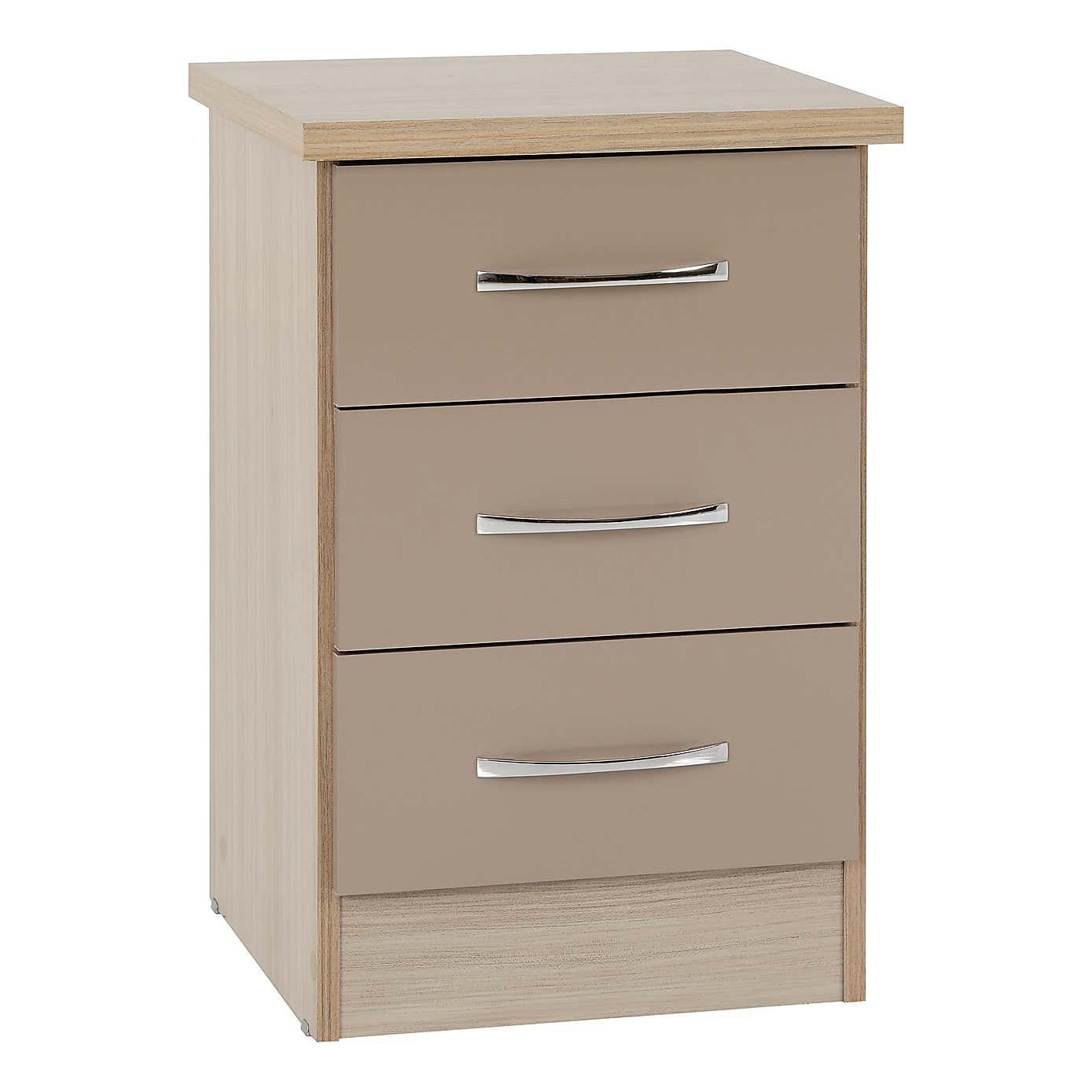Nevada 3 Drawer Bedside Table