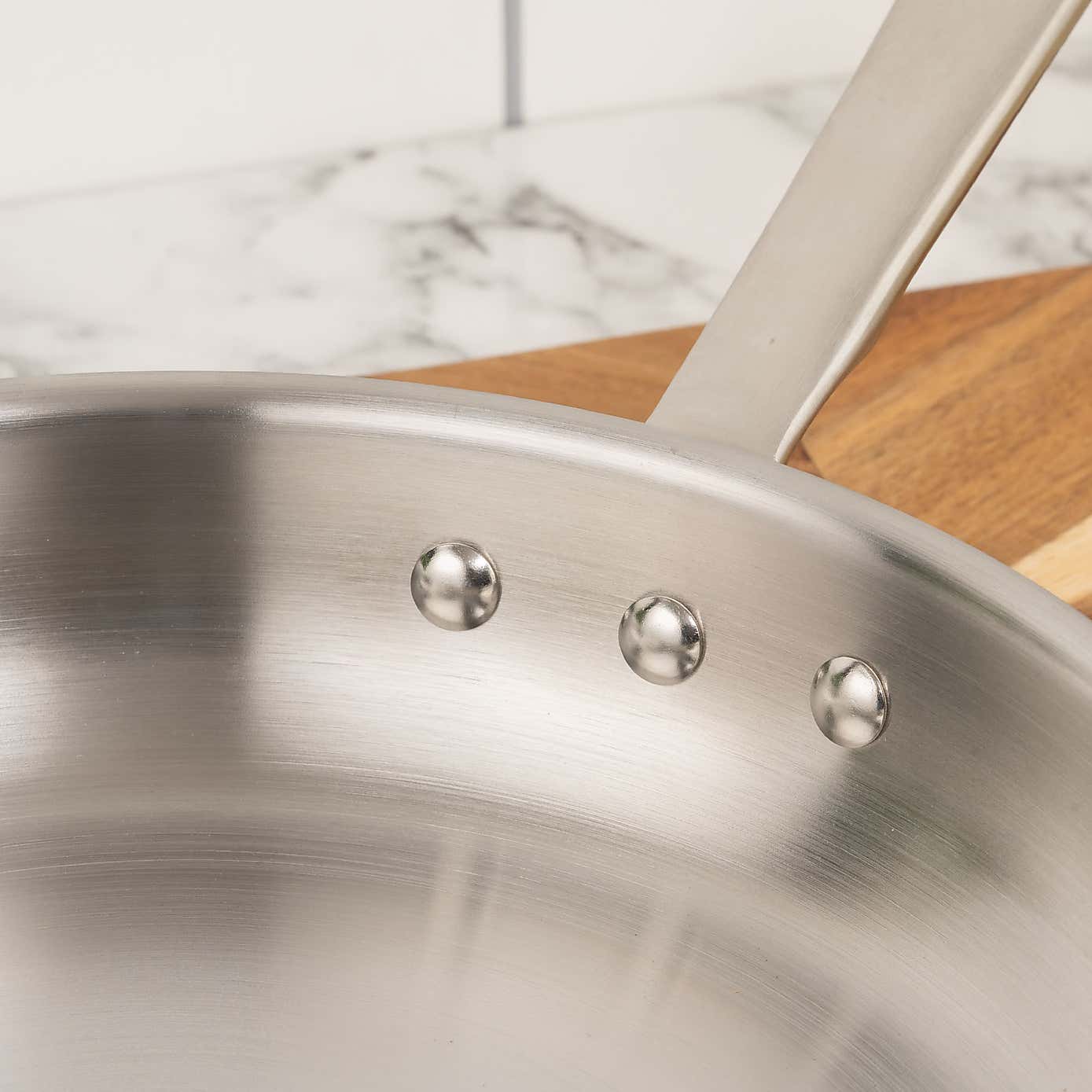 Gourmet Stainless Steel Non-Stick Frying Pan with Lid, 28cm