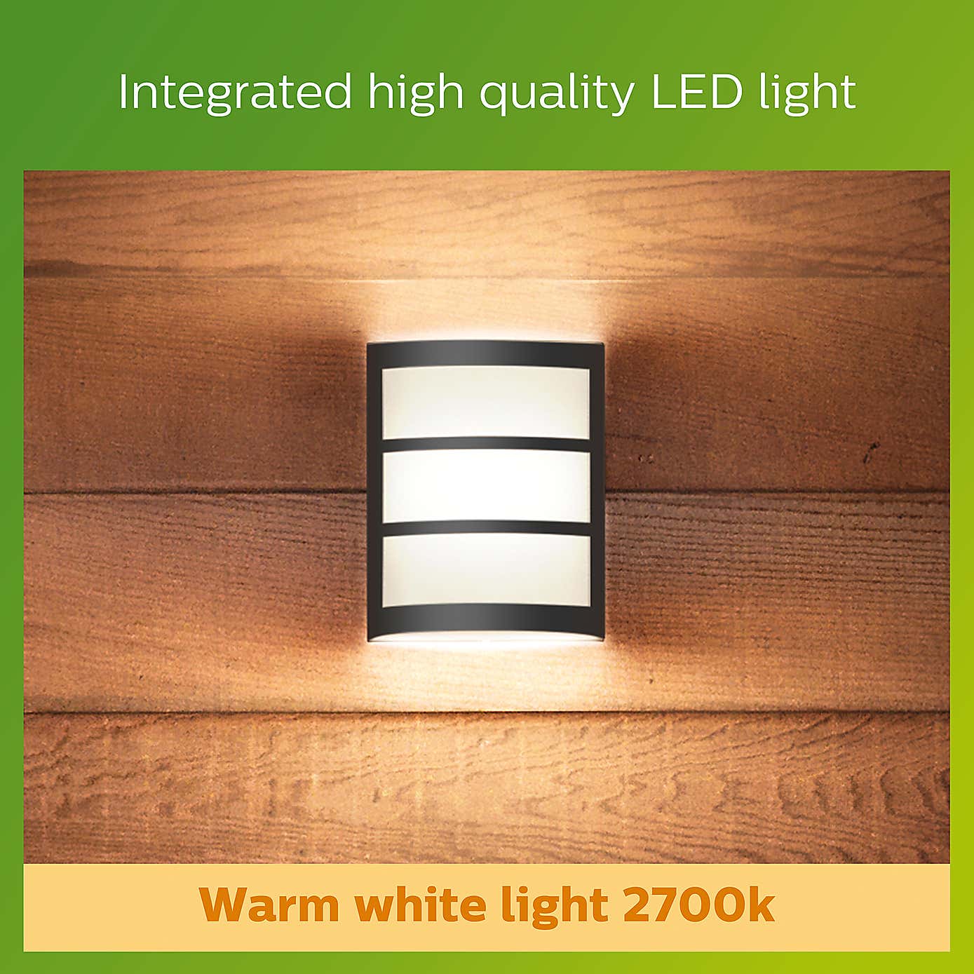 Philips Python Integrated LED Outdoor Wall Light, Warm White