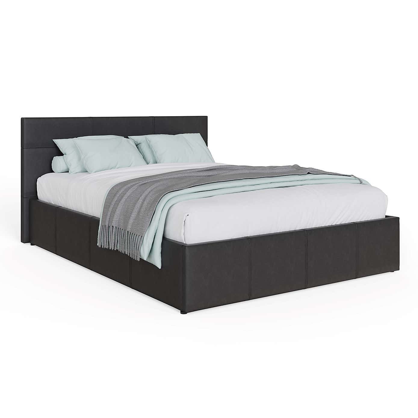 Side Lift Ottoman Bed Frame, Faux Leather