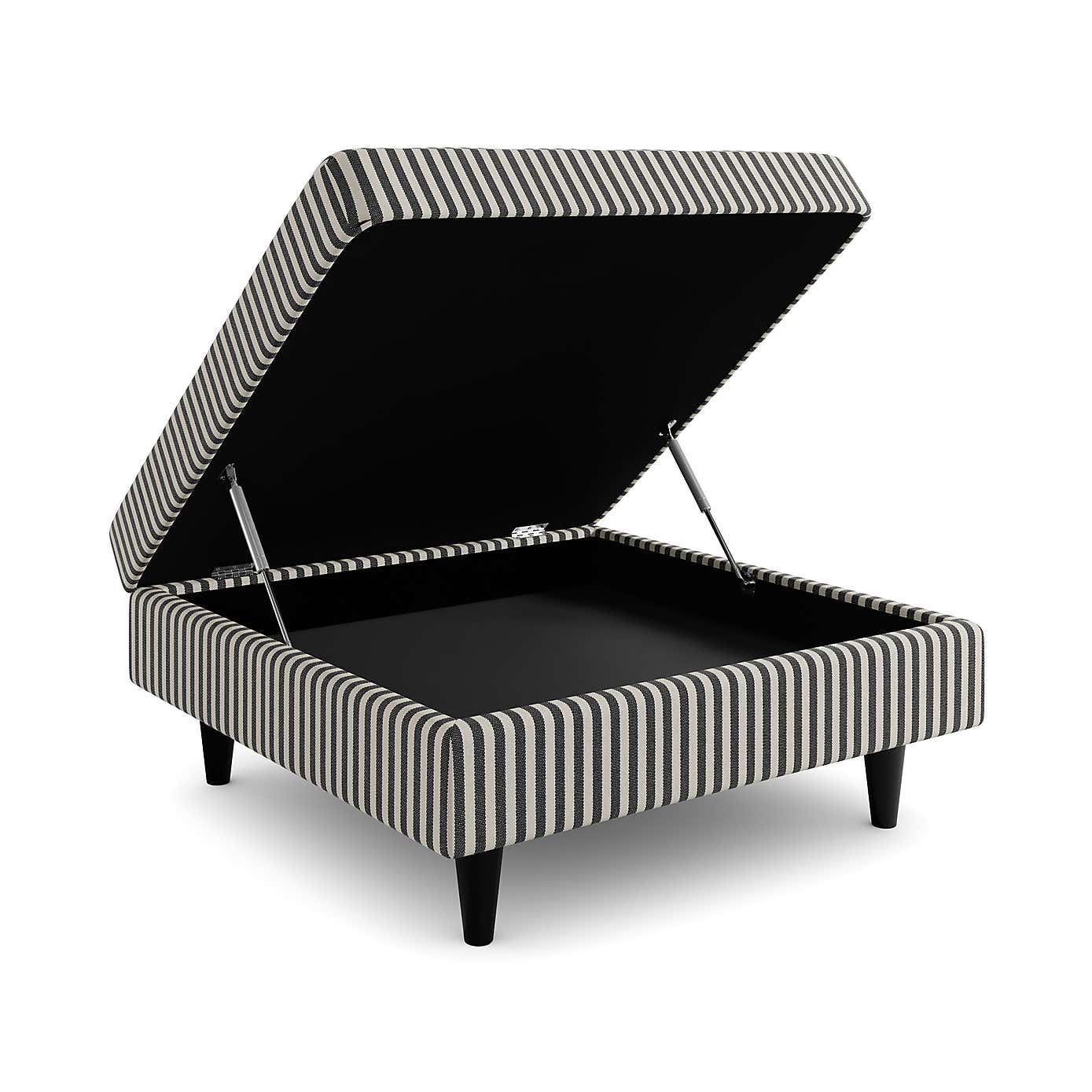 Zoe Square Storage Footstool, Pinstripe