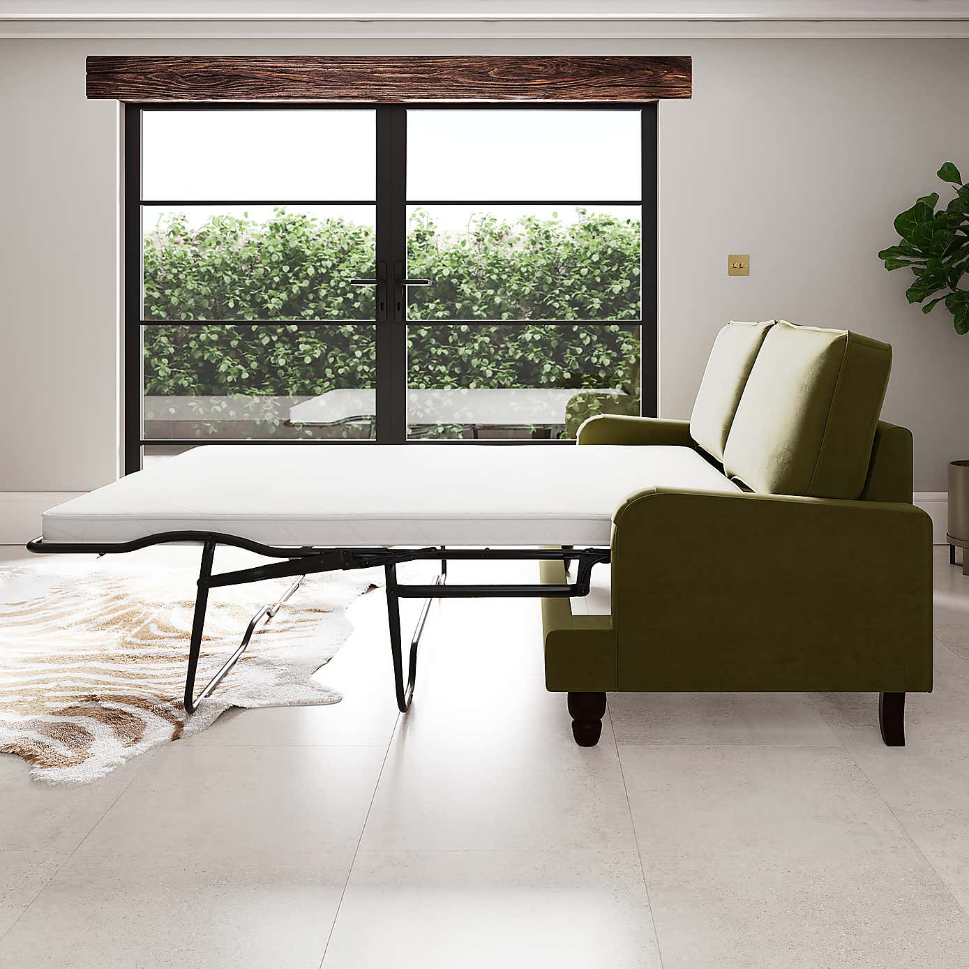 Beatrice Matte Velvet 3 Seater Double Sofa Bed