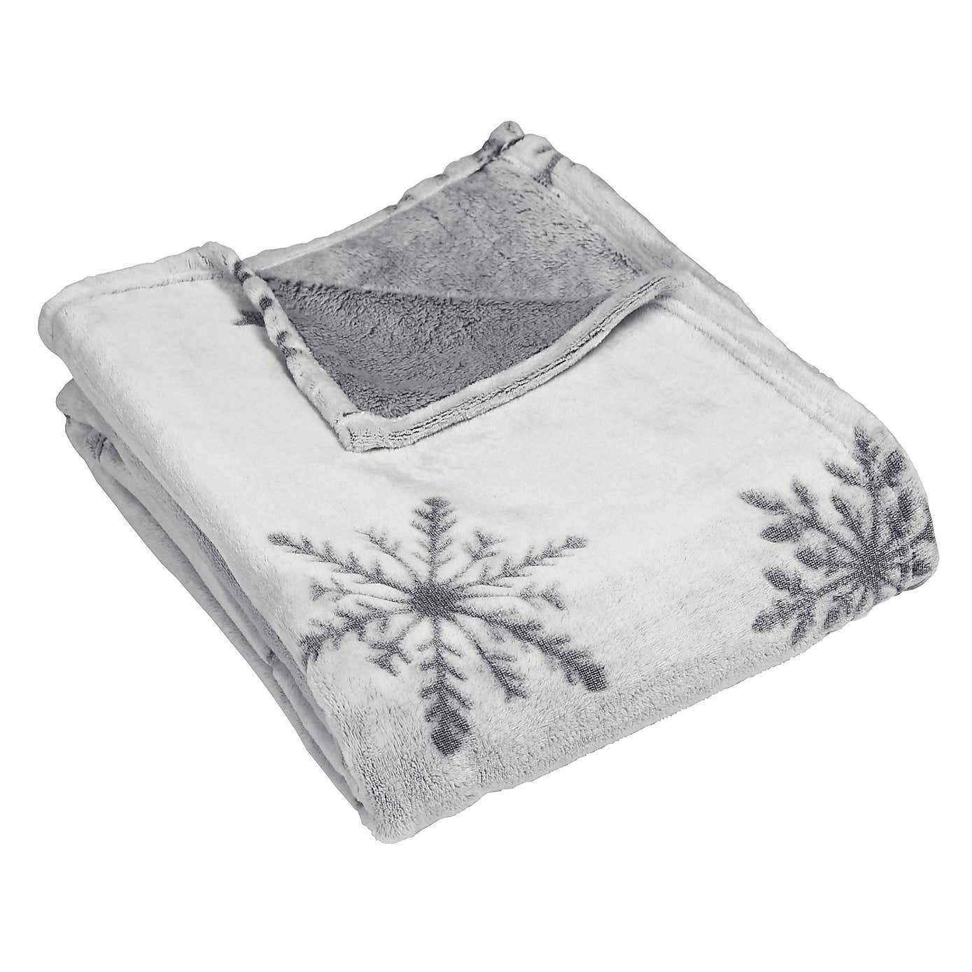 Snowflake Cut Fleece Throw Silver 140x180