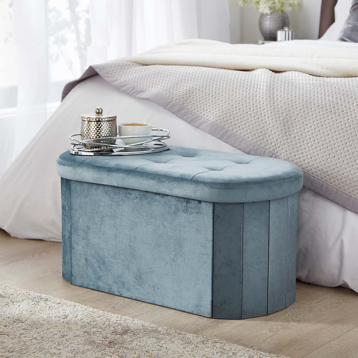 Velvet Lozenge Ottoman