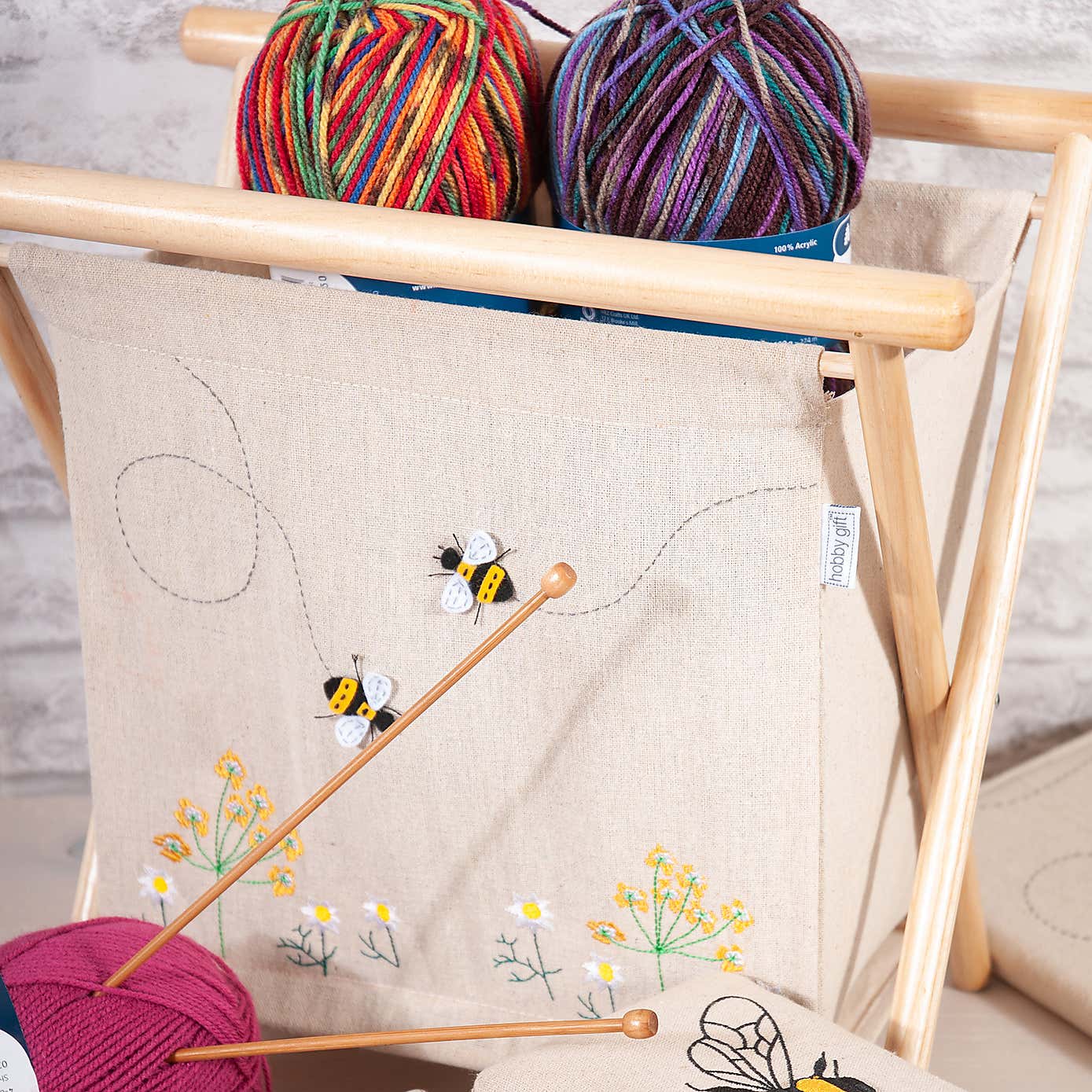 Hobby Gift Linen Bee Applique Knit Storage Natural