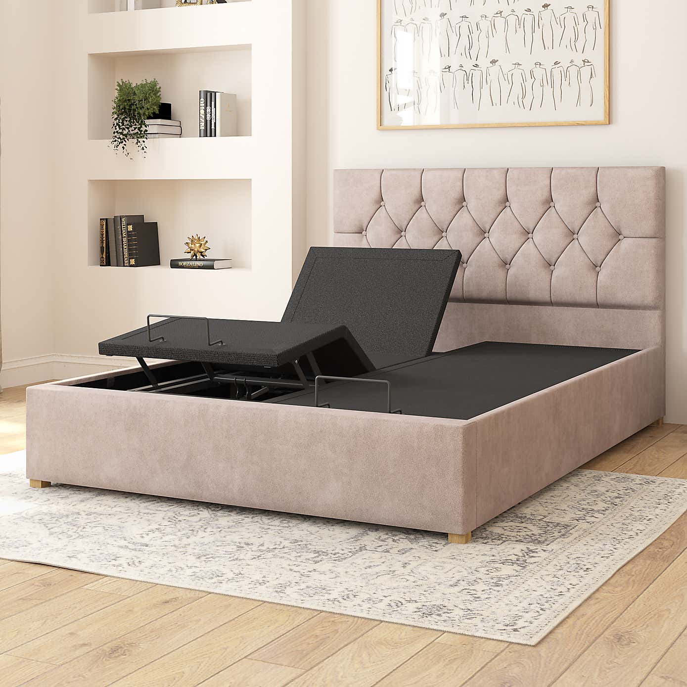 Olivier Plush Velvet Adjustable Bed