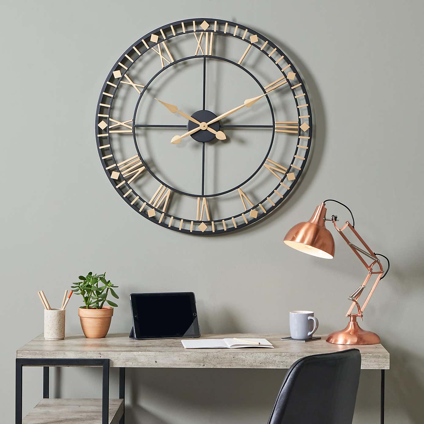 Antique Metal Skeleton Wall Clock