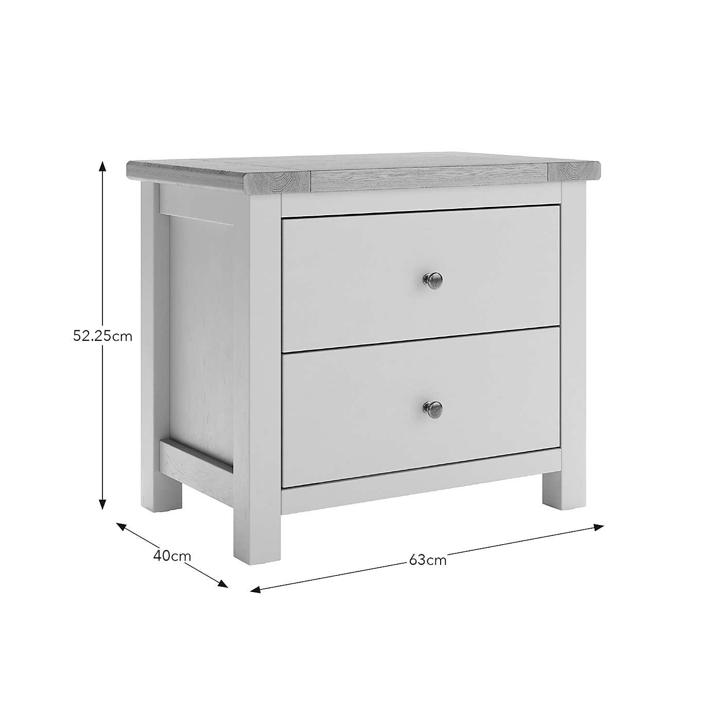 Olney Wide 2 Drawer Bedside Table