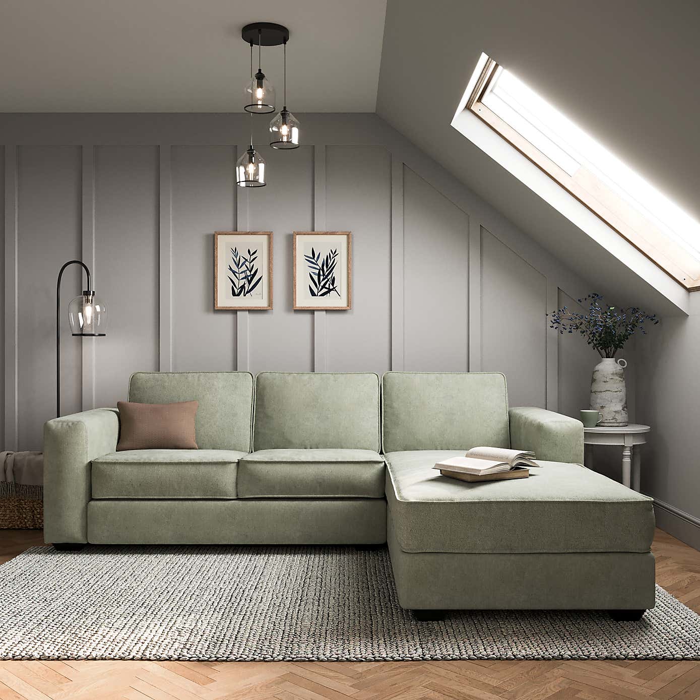 Claude Soft Tonal Chenille Corner Chaise Sofa