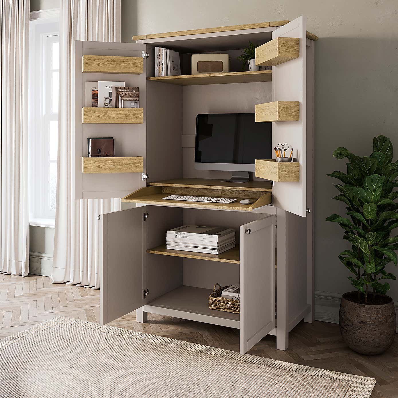 Olney Hideaway Desk, Stone