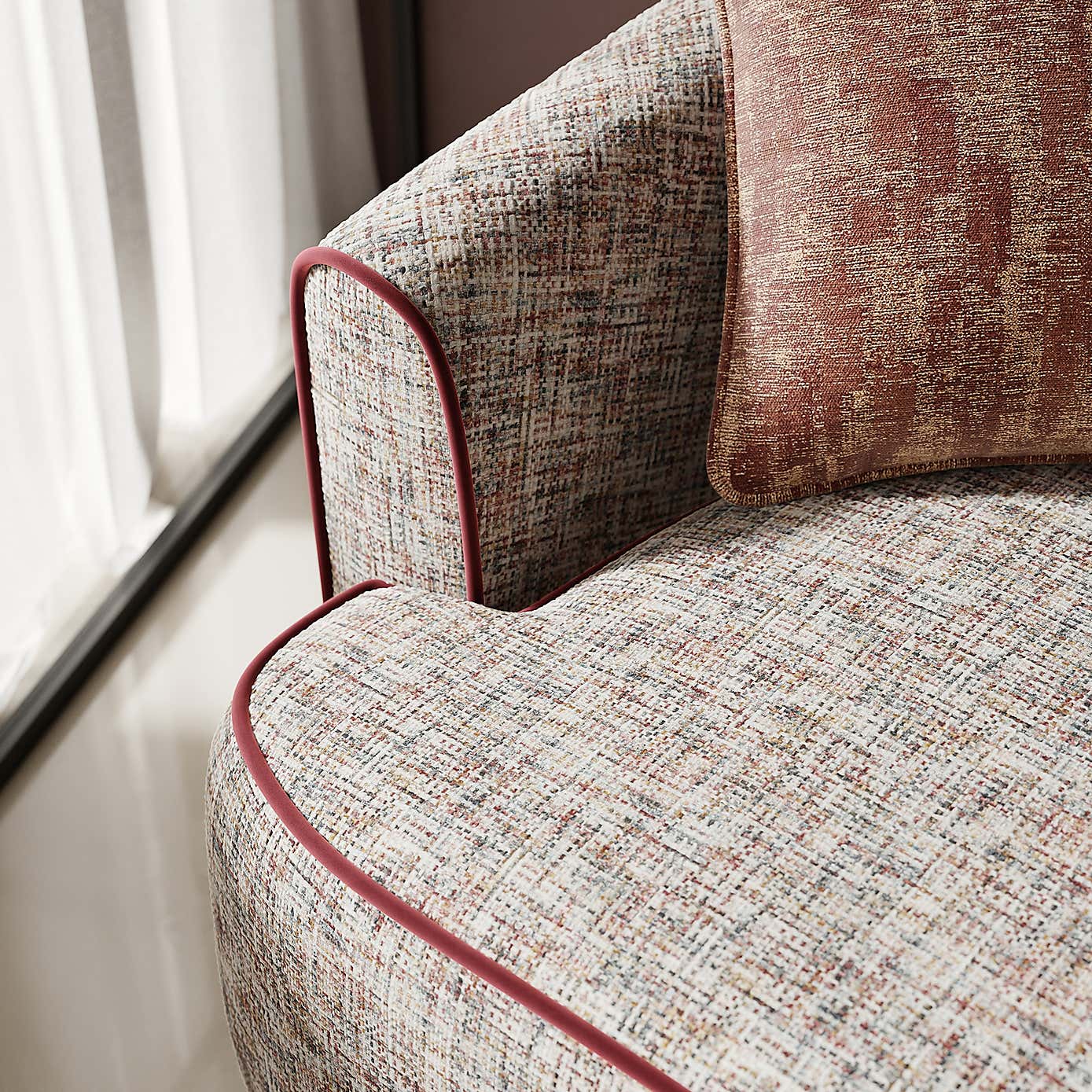 Carmen Chenille Curved Swivel Chair