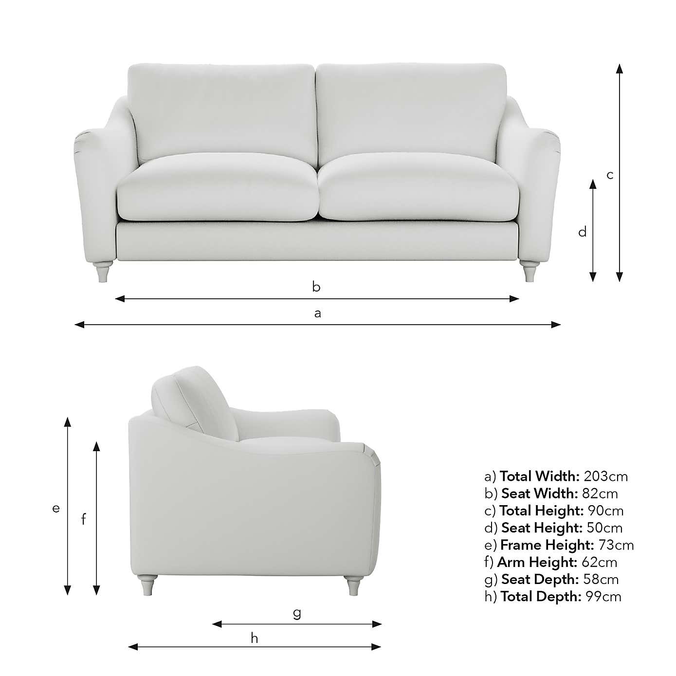 Hattie Slub Faux Linen 3 Seater Sofa