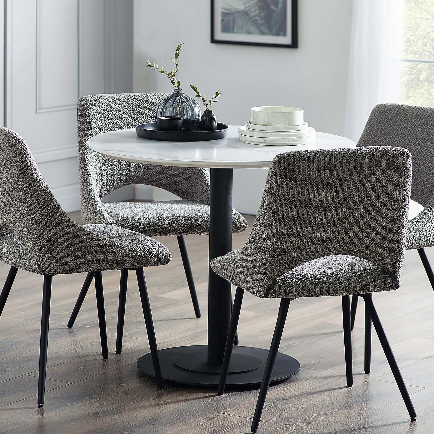 Iris Set Of 2 Dining Chairs, Boucle